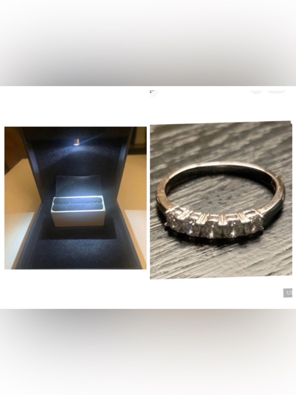 Women’s Silver Five-Stone Tarnish-free Ring size 7 and Ring Box with LED  light